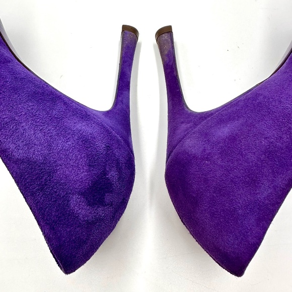 YSL Violet Suede Platform Pumps SZ 37 - Picture 8 of 16